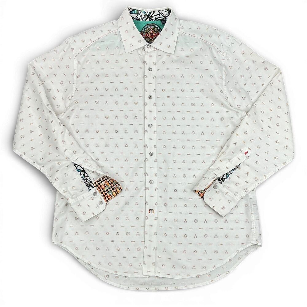 Robert Graham Mens Button Up Shirt sz XL Purple Aztec Print Southwestern Preppy